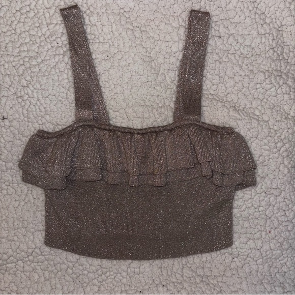 H&M Gray Ruffled Crop Tank Top - Picture 2 of 7